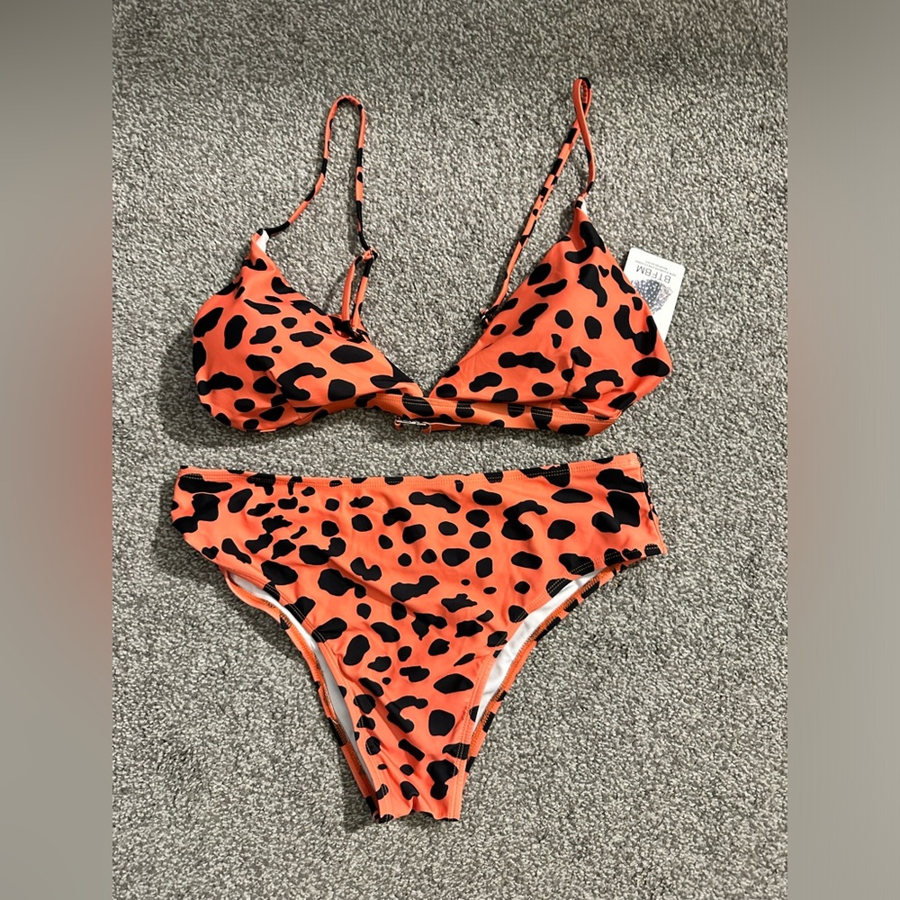 NWT Orange Leopard print bathing suit, 2 piece